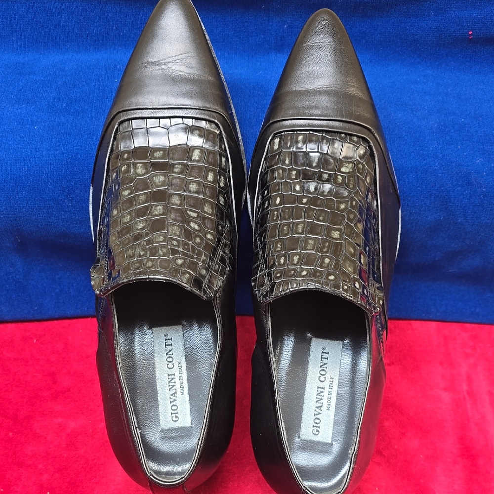 Men's Crocodile Pattern Loafers - Dark Brown